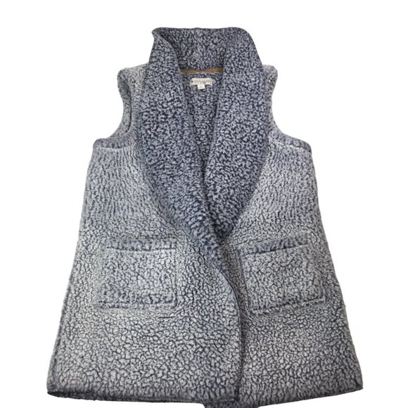 Koolaburra Ugg Sherpa Vest Two Tone Blue White Frosted Fuzzy Cozy Long Size XS - Picture 6 of 11
